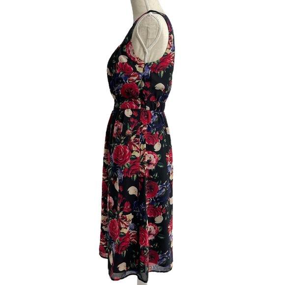 Modcloth Womens Flaunts And Needs Rose Floral Print Chiffon Sleeveless Dress S - Picture 4 of 14